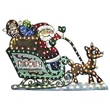 200-Light Rudolph and Santa in Sleigh Yard Art - 33