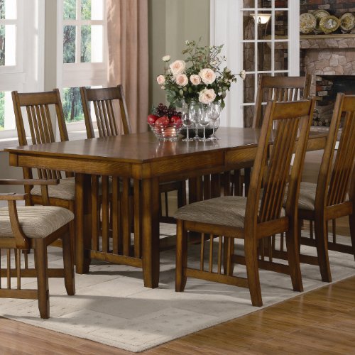 7PC Medium Oak Dining Table Set