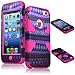 BasTexWireless Bastex Heavy Duty Hybrid Case for Apple Iphone 5c - Hot Pink Silicone / Purple & Green Diamond Chevron Tribal Aztec Hard Shell