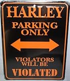 Harley Parking Only Violators Will Be Violated Motorcycle HD Parking Metal Street Sign