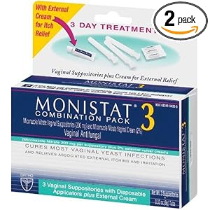 Monistat 3 vaginale antifungini Combination Pack, 3 supposte con applicatori monouso e 1 tubo esterno Crema (Pack di 2)