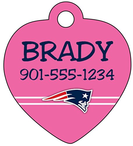 NFL Pink Dog Tag Cat Tag Pet Id Tag Personalized w/ Your Pet's Name & Number (New England Patriots)