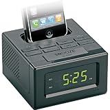 Black Dual Alarm Clock FM Radio With iPod/iPhone Dock