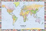 MAP OF THE WORLD LP200 WITH FLAGS HUGE LAMINATED / ENCAPSULATED POSTER Measures 36 X 24 Inches (91.5 X 61 CM)