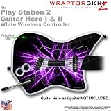 PS2 Guitar Hero I & II White Wireless Controller Skin Lightning Purple by WraptorSkinz TM (GUITAR NOT INCLUDED)