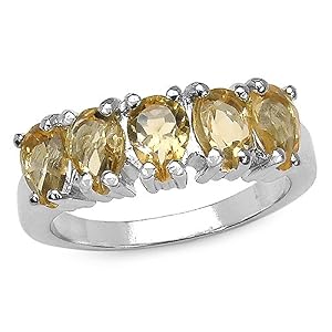 Buy 2.00 Carat Genuine Citrine sterling Silver Ring by JewelzDirect