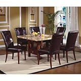 Steve Silver Montibello 7-Piece Marble Top Storage Dining Table Set - SSC529
