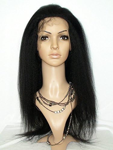 Softsilk(tm) Kinky Straight Full Lace Human Hair Wig with Glue Cap Virgin Brazilian Hair Italian Yaki Striahgt Wigs for Black Women #1b 10-22 Inches (10 inches)