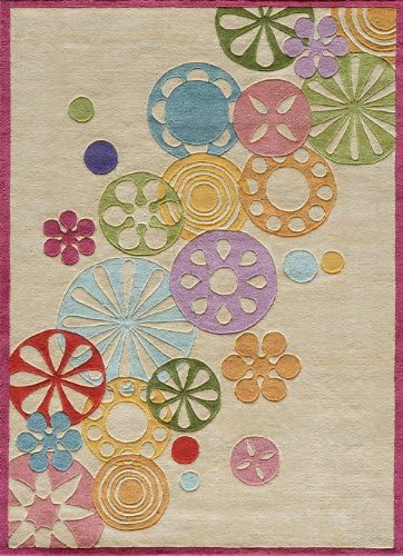 Momeni Rugs Lil' Mo Hipster Collection, Kids Themed Hand Carved & Tufted Area Rug, 4' x 6', Ivory