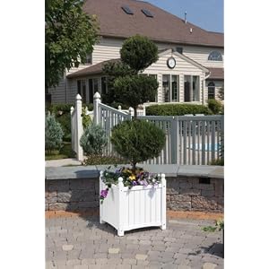 DMC Products Lexington 20-Inch Square Solid Wood Planter, White by 