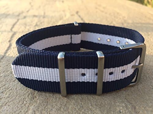 22mm Blue and White Nylon NATO Interchangeable Watch Strap