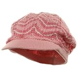 Crocheted Rasta Beanie Visor-Pink W27S24C
