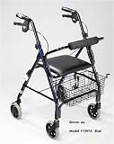 `Rollator 4-Wheel Pad Seat Blue Basket-Lever Brakes(LBPSBL) New 6 casters with soft-grip tires are
