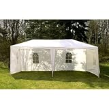 Pavillon 3x6 m, PE-Plane, Partyzelt weiß + Seitenteile 3 x 6