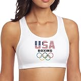 LOKIKA 2016 Rio Olympic Team USA Usa Boxing Racerback Yoga Sports Bra White