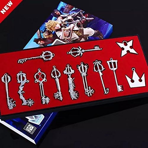 New 2015 12pcs Kingdom Hearts 2 II Silver Keychain Key Blade Sora Necklace Pendant Set