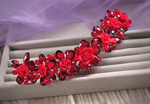 Zionus Handmade Bridal Flower Rhinestone Crystal Headband Tiara for Women