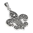 Decorated Plain Silver Fleur De Lis Pendant Decorated Plain Silver Fleur De Lis Pendant