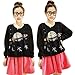Cute Girls Women Spaceman Pattern Long Sleeve Shirt Sweatshirt Hoodies Pullover Black