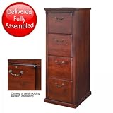 Kathy Ireland Home by Martin Furniture Huntington Club 4 Drawer Solid Wood Vertical File Storage Cabinet in Distressed Cherry