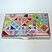 Mother of Pearl Yellow Green Red Business Credit Name Id Card Case Holder Metal Stainless Steel Engraved Slim Purse Pocket Cash Money Wallet with Colorful Patchwork Design