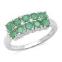 0.90 Carat Genuine Emerald Rounds & Diamond Accents Silver Ring