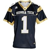Russell Georgia Tech Yellow Jackets #1 Navy Blue Replica Football Jersey
