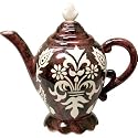 Fleur de Lis Design Burgundy Tea Pot