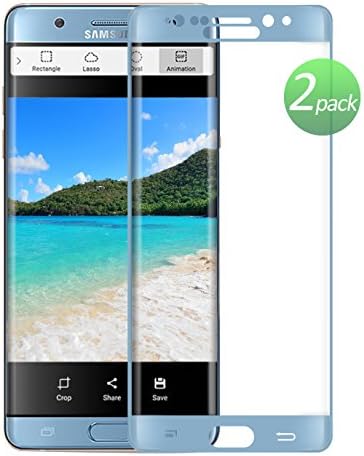 [2 Pack]Galaxy Note 7 Screen Protector,[3D Curve fit][Scratch Resist][Case Friendly]Full Coverage Tempered Glass Screen Protector for Samsung Galaxy Note 7 HD Anti-Bubble Film( 2016 Release)(blue)
