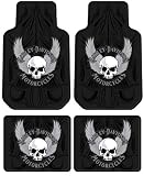 Harley Davidson w/ Skull and Wings - 4 Pc Car Floor Mats Set