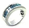 14K White Gold Blue and White Diamond Band