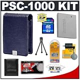 Canon PowerShot PSC-1000 Deluxe Leather Case (Blue) + NB-4L Battery + 4GB Card + Accessory Kit for SD1100 IS, SD1000, SD600, SD400 Digital Cameras