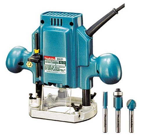 Makita 3621X 1-1/4 H.P. Plunge Router with 3-Piece Bit Set