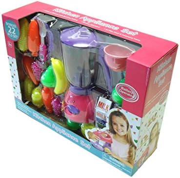 Toy Kitchen 22 Piece Set - 1 Motorized Blender - 21 Play Food &amp; Accessory Items