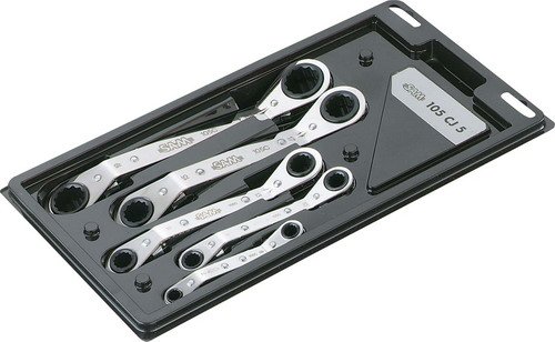 Clés polygonales Sam outillage - 105-CJ5 - Jeu de 5 clés polygonales contre-coudées à cliquet en mm LIMITED DISCOUNT TODAY