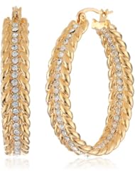Gold Plated Braided Crystal Hoop Earrings