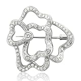 18k White Gold Flower Diamond Brooch Pin ( G-H, SI, 0.82 carat )