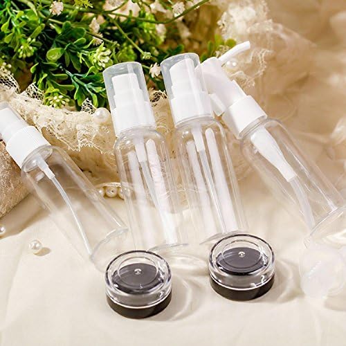 Travel Bottle Set, 9 Piece Small Travel Size Cosmetic Toiletries Liquid Containers Leak Proof, Empty Perfum Atomizer Jar Spray Pump Cream Shampoo Foam Makeup Accessories Kit(White)
