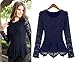 Aokin Women Scoop Neck Long Sleeve Lace Tunics Blouse Top