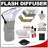 Zeikos Universal Flash Diffuser Bouncer with Interchangeable White/Gold/Silver Inserts with Cleaning Accessory Kit for Canon Speedlite 580EX, 430EX II & Rebel XSi, XS, T1i, T2i, EOS 50D, 60D, 5D, 7D, 1D, 1Ds Mark II, III, IV Digital SLR Cameras