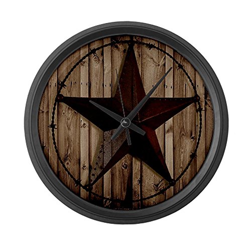 CafePress western texas star Large Wall Clock - Standard Black