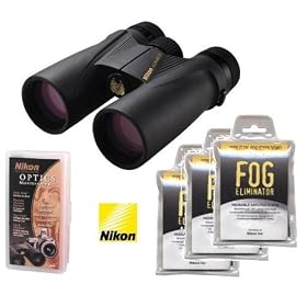 Nikon 7430 Monarch 8 X 42 All Terrain Binoculars – The Most Popular Bestselling Binocular – with Nikon Optics Maintenance Kit & Nikon 3 Pack Fog Eliminator – Ideal for Sports Events Hunting Concerts Bird Watching or Sightseeing