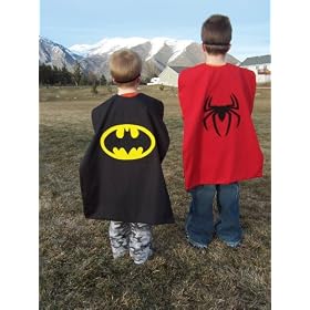 Reversible Spiderman Batman Superhero Cape Costume with Mask