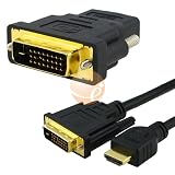 HDMI to DVI Cable 5Gbps M/M, 25 FT / 7.6 M + HDMI-F to DVI-M Adapter