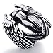 KONOV Jewelry Stainless Steel Angel Wing Unisex Ring, Black and Silver