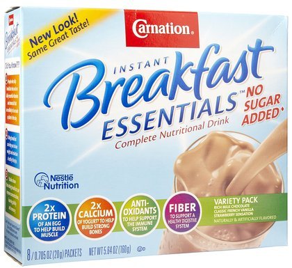 Carnation Instant Breakfast No Sugar Added, Variety Pack, 8pk (Pack of 5)