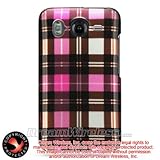 Hot Pink Checker Snap on Hard Skin Shell Protector Cover Case for HTC Inspi ....