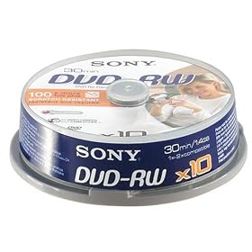 Sony 10 Pack 8cm DVD-RW 30 Min Spindle