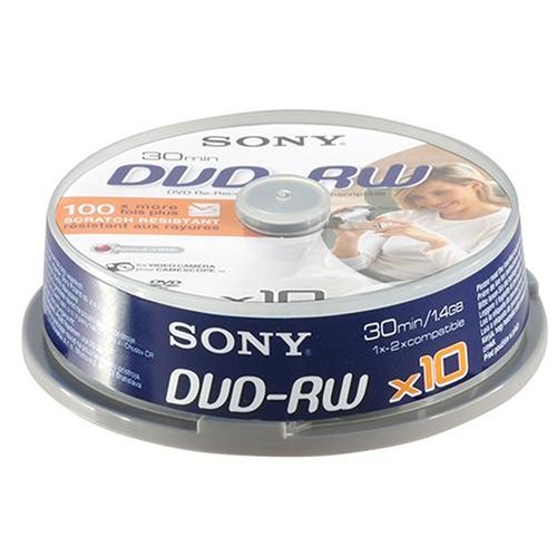 Childrens Toyshop  Third Party New : Sony 10 Pack 8cm DVD-RW 30 Min Spindle