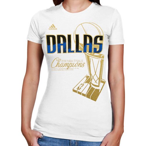 adidas Dallas Mavericks 2011 NBA Champions Ladies Locker Room T-Shirt - White (Large)